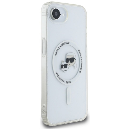 KARL LAGERFELD futerał do IPHONE 16e (SE 4 2025) kompatybilny z MagSafe KLHMPSE4HLSKCH (IML Metal KC Heads) biały