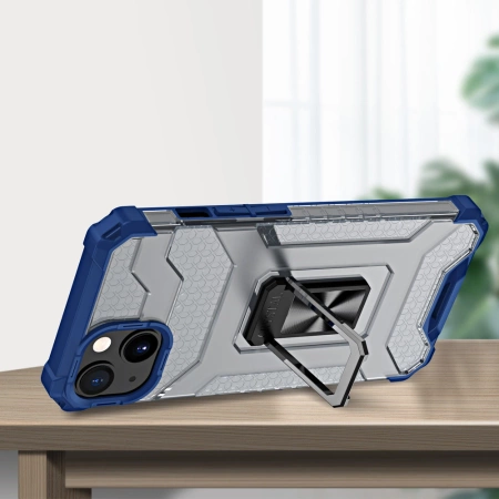 Crystal Ring Case robuste Kickstand TPU/PC Panzer Handyhülle Hard Case für iPhone 13 mini blau