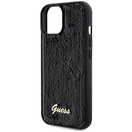 Guess nakładka do iPhone 14 6,1&quot; GUHCP14SPSFDGSK HC SEQUIN SCRIPT METAL czarna
