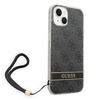 Original Handyhülle IPHONE 14 PLUS Guess Hardcase 4G Print Strap (GUOHCP14MH4STK) schwarz