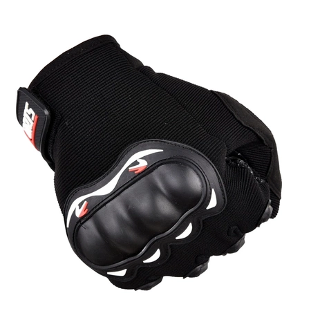 Motorcycle phone gloves with knuckle protector – black