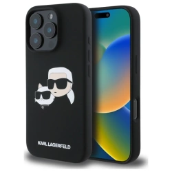 Karl Lagerfeld KLHMP16LSKCHPPLK iPhone 16 Pro czarny/black HC MagSafe Sil Double Heads Print