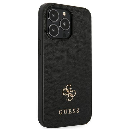 Schutzhülle IPHONE 13 PRO Guess Hardcase Saffiano 4G Small Metal Logo (GUHCP13LPS4MK) schwarz
