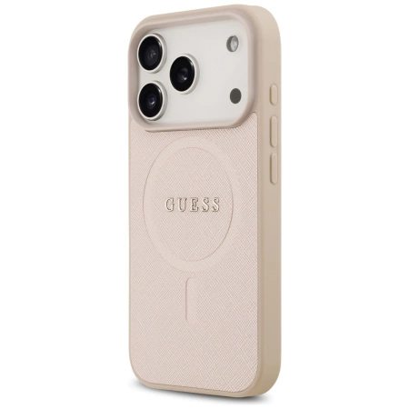 Guess Saffiano Classic Logo MagSafe Case für iPhone 17 Pro - Pink