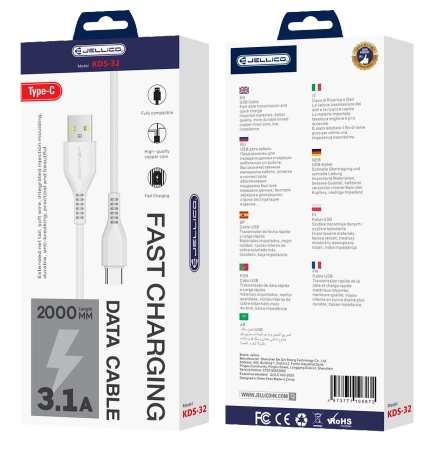 JELLICO Kabel KDS-32 USB-C USB 3.1A 2M weiss