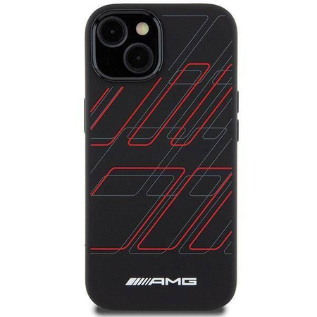 AMG AMHMP15S23SSPK iPhone 15 / 14 / 13 6.1" czarny/black hardcase Silicone Large Rhombuses Pattern MagSafe