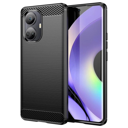 Carbon Case case for Realme 10 Pro+ flexible silicone carbon cover black