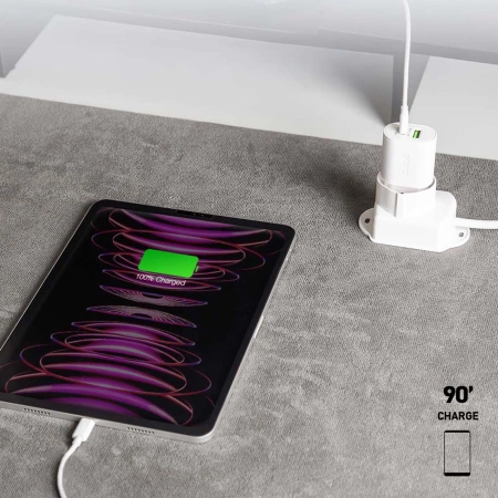 SBS TETRPD20W 20-W-USB-A-USB-C-Wandladegerät mit Power Delivery – Weiß