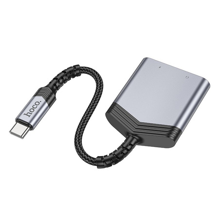 HOCO adapter AUX 2w1 Typ C do Typ C / Jack 3,5 mm 27W LS39 szary