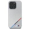 Original Handyhülle IPHONE 16 PRO BMW Hardcase M Carbon Tricolor Line MagSafe (BMHMP16L23PUDTS) grau