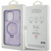 Guess Ring Stand Script Glitter MagSafe-Hülle für iPhone 15 Pro Max – Lila