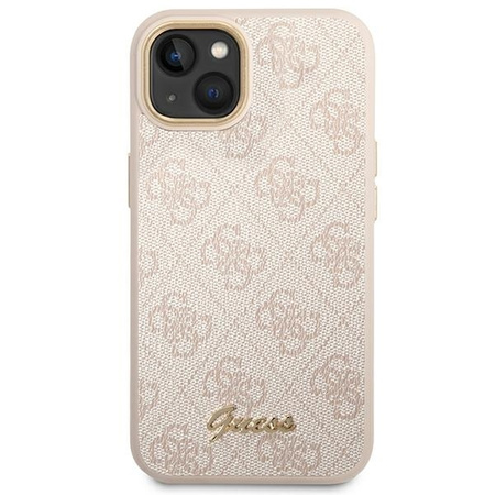 Oryginalne Etui IPHONE 14 Guess Hard Case 4G Vintage Gold Logo (GUHCP14SHG4SHP) różowe