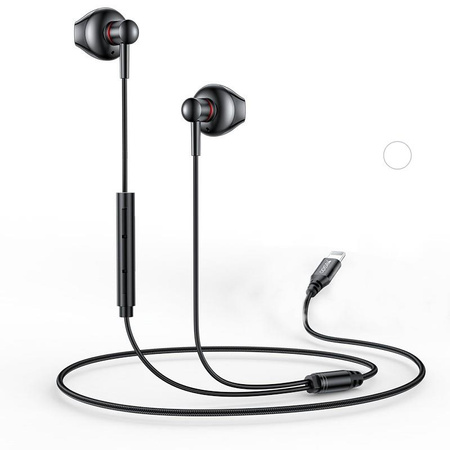 Yesido Słuchawki Douszne YH48 Lightning 120cm, BLACK / CZARNY