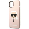 Original Handyhülle IPHONE 14 PLUS Karl Lagerfeld Hardcase Silicone Karl`s Head Magsafe hell-pink