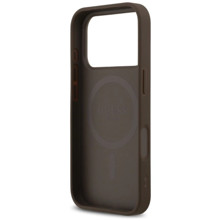 Guess Leather 4G Triangle Strass MagSafe Case for iPhone 17 Pro - Brown