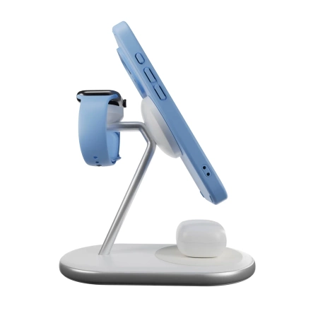 Puro Mag Station Qi2 3-in-1 Kabelloses Ladegerät Kompatibel mit MagSafe - Weiß