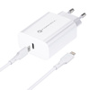 Forcell Ładowarka Sieciowa ze złączem USB typ C i kablem lightning - 3A 20W z funkcją ładowania PD i QC 4.0