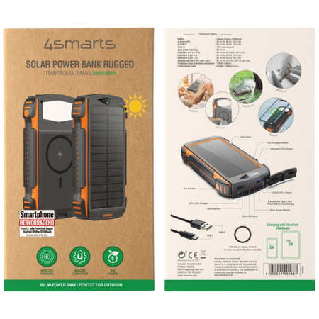 4smarts Powerbank Solarny TitanPack       Rugged UltiMag 20000mAh black/czarny 496560