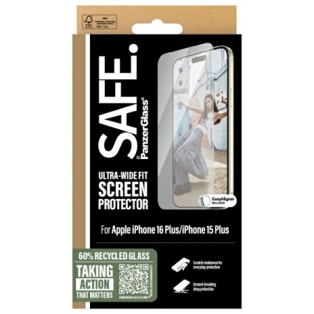 SAFE by PanzerGlass iPhone 16 Plus 6.7&quot; Screen Protector Ultra-Wide Fit SAFE95877