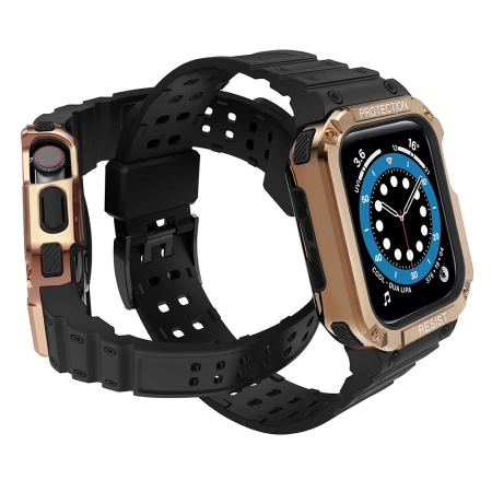 Schutzarmband für Apple Watch 38/40/41 mm Panzergehäusearmband - Schwarz, Roségold