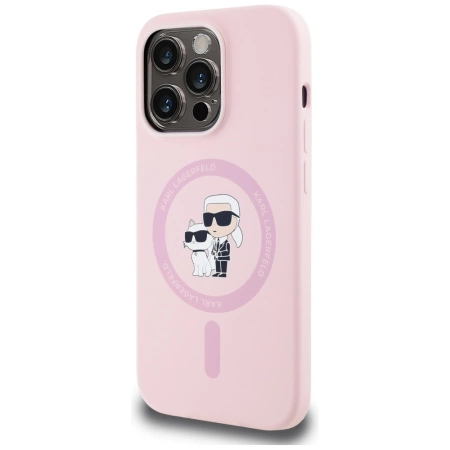 Karl Lagerfeld Silicone Karl&amp;Choupette MagSafe iPhone 14 Pro Case - Pink