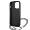 Original Handyhülle IPHONE 13 PRO Karl Lagerfeld Hardcase Leather Textured And Chain (KLHCP13LPMK) schwarz