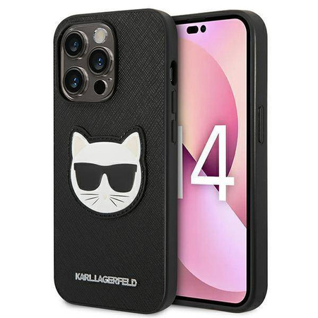 Karl Lagerfeld Saffiano Choupette Head Patch Case - Etui iPhone 14 Pro Max (czarny)