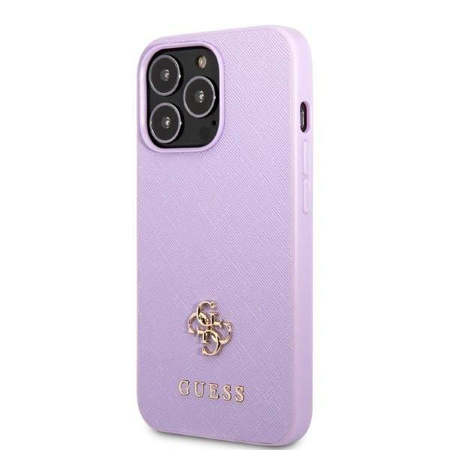 Original Case IPHONE 13 PRO Guess Hardcase Saffiano 4G Small Metal Logo purple