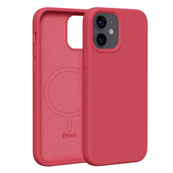 Nakładka Etteri Silicone Mag do iPhone 12 / 12 Pro 6,1" malinowa