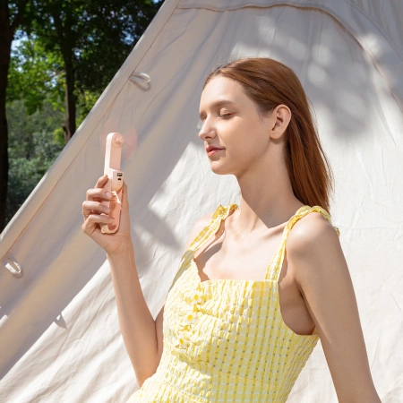 Jisulife Handventilator Life8, tragbarer USB-Ventilator mit Powerbank und Taschenlampe, Pink