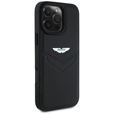 Etui Aston Martin HC Leather Victory Design do iPhone 16 Pro czarny