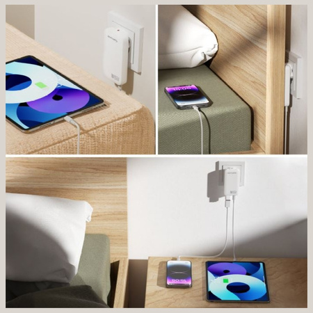 Ładowarka sieciowa 4smarts FlatPlug Slim  Dual 45W GaN 2xUSB-C biały