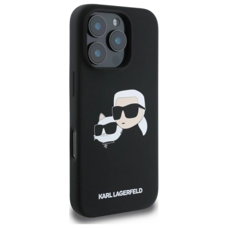Etui Karl Lagerfeld Silicone nauble Heads Print MagSafe na iPhone 16 Pro - czarne