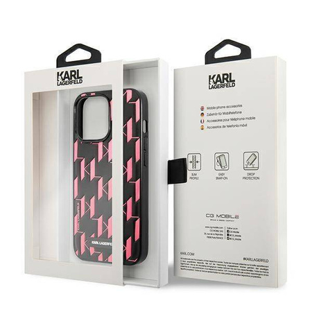 Original Handyhülle IPHONE 13 PRO Karl Lagerfeld Hardcase Monogram Plaque (KLHCP13LMNMP1P) rosa