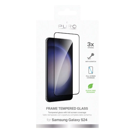 Puro Frame Tempered Glass for Samsung Galaxy S24, black / S25