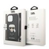 Original Case IPHONE 13 PRO Karl Lagerfeld Hardcase Leather Monogram Patch And Cord Iconik (KLHCP13LCMNIPK) black