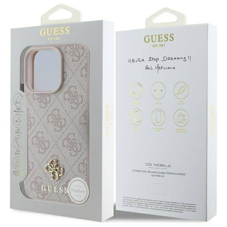 GUESS futerał do IPHONE 16 Pro Max kompatybilny z MagSafe GUHMP16XP4SM4MP (PU 4G Small and Classic) pink