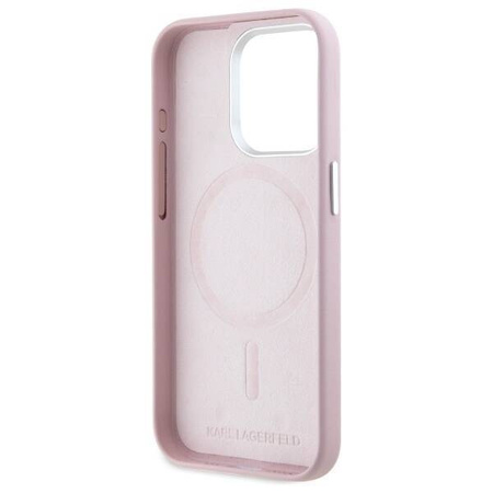 Original Case IPHONE 15 PRO MAX Karl Lagerfeld Hardcase FW Metal Plate MagSafe (KLHMP15XPGMSRPP) pink