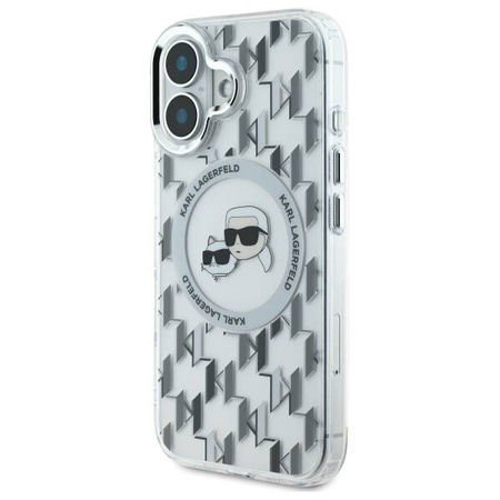 Karl Lagerfeld nakładka do iPhone 16 6,1&quot; KLHMP16SHMCKMHT przezroczysta Hardcase IML Monogram Karl&Choupette Head MagSafe