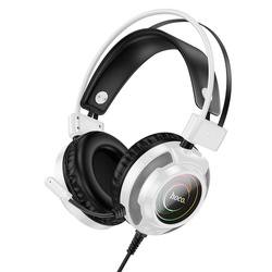 HOCO słuchawki przewodowe USB A + Jack 3,5 mm z mikrofonem gamingowe W110 2 m białe