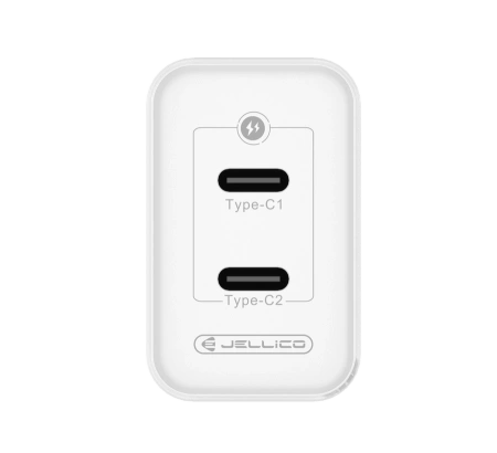 JELLICO wall charger C106 GaN PD 45W 2xUSB-C + cable USB-C - Lightning White