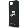 Karl Lagerfeld Fixed Glitter Karl&amp;Choupette Heads Metal Pin iPhone 16e Case - Black