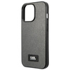 Original Handyhülle IPHONE 13 PRO MAX Karl Lagerfeld Hardcase Saffiano Plaque (KLHCP13XSFMP2DG) silber