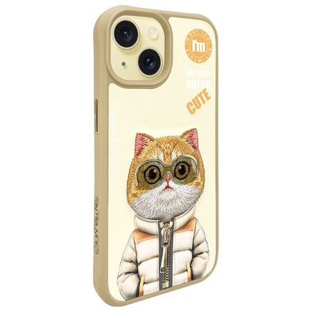 Nimmy etui iPhone 15 6.1" khaki Cool&Cute 2.0 Cat
