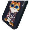 Nimmy etui iPhone 15 6.1" czarny/black Glasses Cool Cat