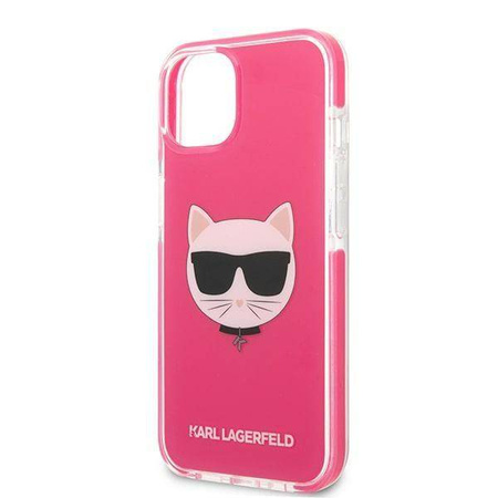 Original Handyhülle IPHONE 13 MINI Karl Lagerfeld Hardcase Choupette Head (KLHCP13STPECPI) rosa