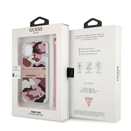 Guess nakładka do iPhone 13 Mini 5,4&quot; GUHCP13SKCABPI różowy hard case Camo Strap Collection