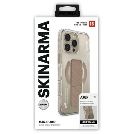Skinarma etui Axon iPhone 16 Pro Max 6.9" Magnetic Charging + Grip Stand szampański/champagne