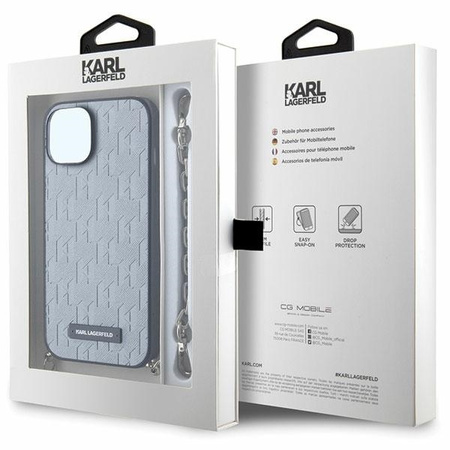 Karl Lagerfeld KLHCP14SSACKLHPG iPhone 14 6,1" Silber/Silber Hardcase Saffiano Monogram Chain