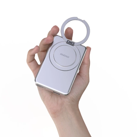 Powerbank Dudao K28 10000mAh PD 22.5W z MagSafe z metalową obudową i pierścieniem-podstawką - srebrny